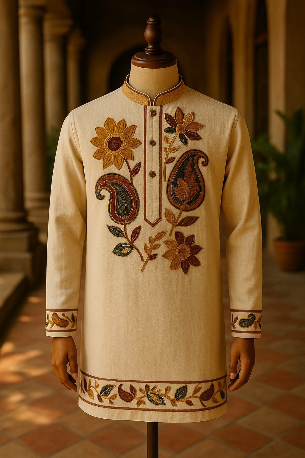 Heritage Applique Bengali Punjabi -Cotton Lined Blend.