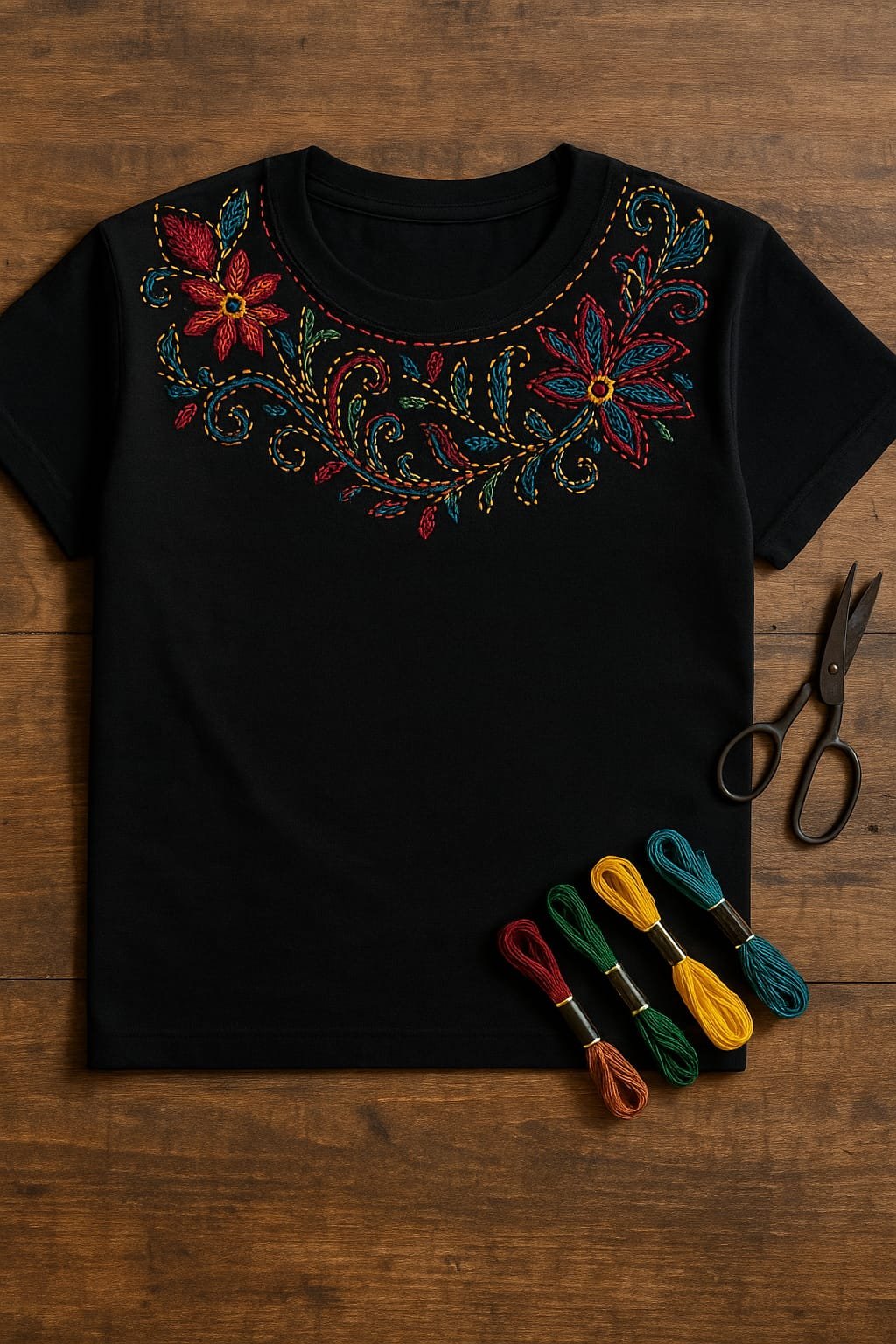 Black Cotton Tee Ethnic Fusion Wear